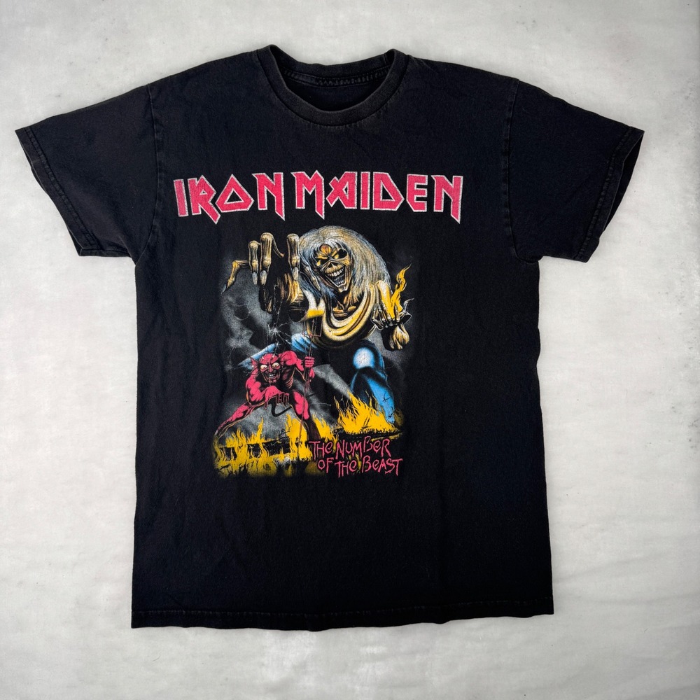 Iron Maiden Number of the Beast Medium Black Number of the Beast Graphic Grunge